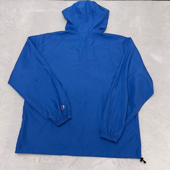 Champion Packable Wind and Water Resistant  Blue Half Zip Hooded Jacket Sz M - Picture 9 of 10